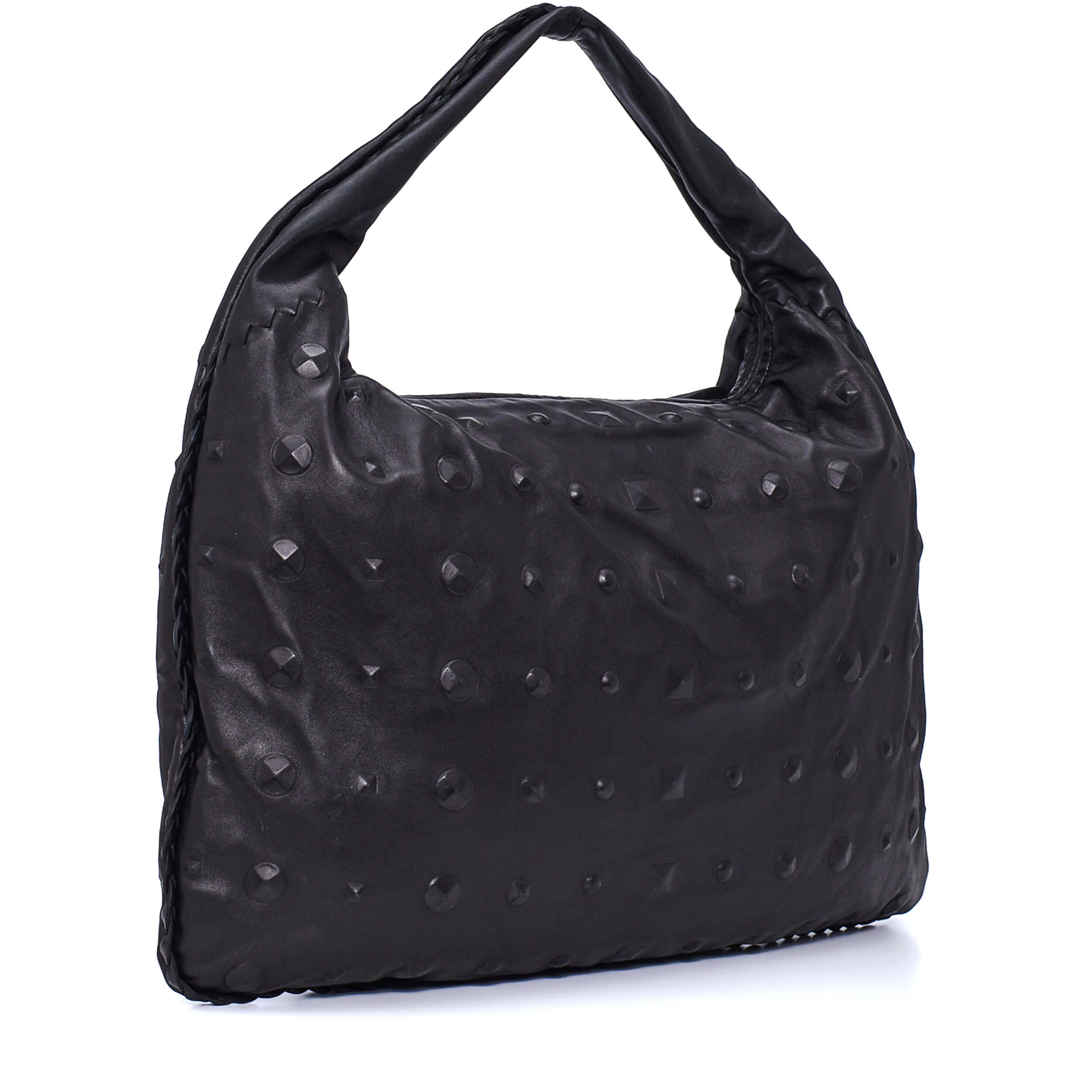 Bottega Veneta - Black Leather Stud Large Hobo Bag